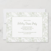 Weihnachtsfeiertag Elegante Grüne Blätter Einladung (Vorderseite)