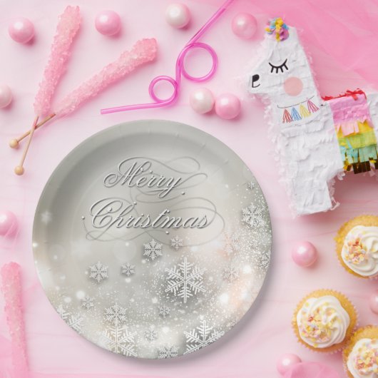 Weihnachtsfeiertag Elegante Schneeflocke Pappteller (Party)