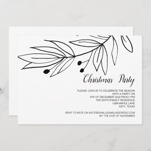 Weihnachtsfeiertag Elegantes Party Winterfeier Einladung (Vorne/Hinten)