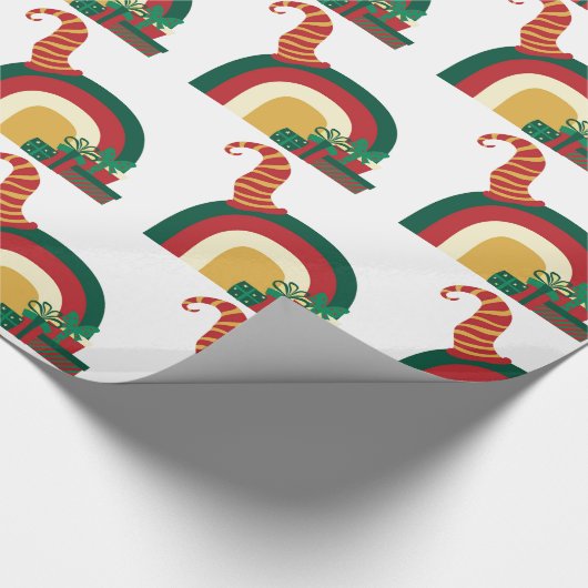 Weihnachtsfeiertag Elf Hat Rainbow Geschenk Geschenkpapier (Ecke)