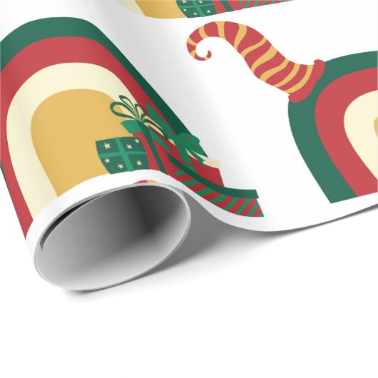 Weihnachtsfeiertag Elf Hat Rainbow Geschenk Geschenkpapier (Rolleneckpunkt)