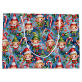 Weihnachtsfeiertag Elf Muster Große Geschenktüte (Rückseite)