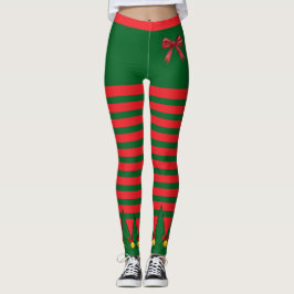Weihnachtsfeiertag Elf Roter Grüner Streifen Leggings