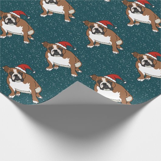 Weihnachtsfeiertag Englisch Bulldog Geschenkpapier (Ecke)