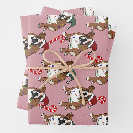Weihnachtsfeiertag Englisch Bulldog Geschenkpapier Set (Beispiel)