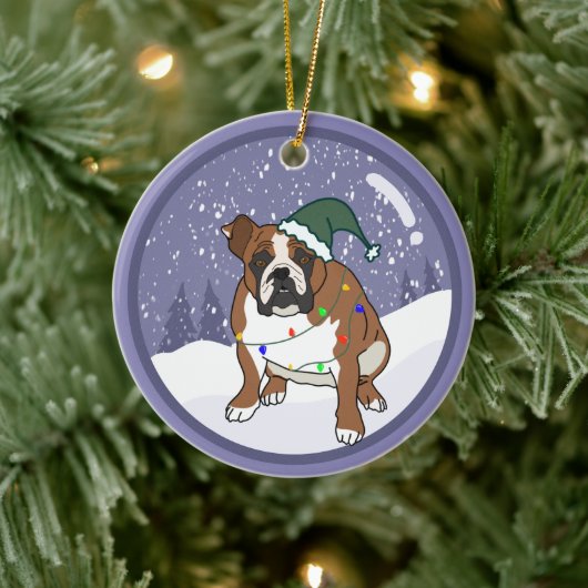 Weihnachtsfeiertag Englisch Bulldog Keramik Ornament (Baum)