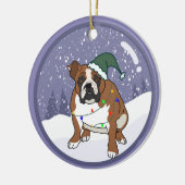 Weihnachtsfeiertag Englisch Bulldog Keramik Ornament (Links)