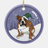Weihnachtsfeiertag Englisch Bulldog Keramik Ornament (Hinten)