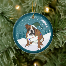 Weihnachtsfeiertag Englisch Bulldog Keramik Ornament