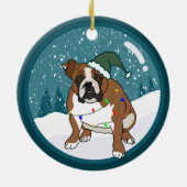 Weihnachtsfeiertag Englisch Bulldog Keramik Ornament (Hinten)