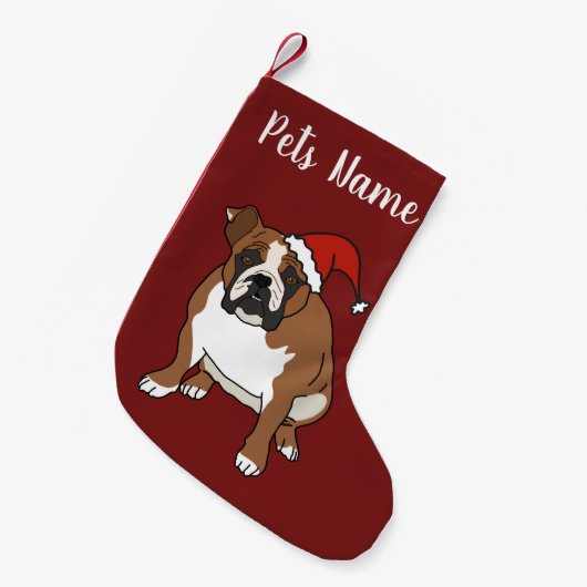 Weihnachtsfeiertag Englisch Bulldog Kleiner Weihnachtsstrumpf (Vorderansicht (hängend))
