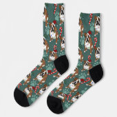 Weihnachtsfeiertag Englisch Bulldog Socken (Linkes Detail)