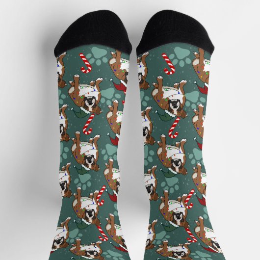 Weihnachtsfeiertag Englisch Bulldog Socken (Oben)