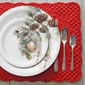 Weihnachtsfeiertag Evergreen Pinecones Pappteller