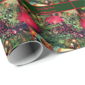 Weihnachtsfeiertag Evergreens Berries Personalisie Geschenkpapier (Rolleneckpunkt)