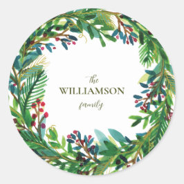 Weihnachtsfeiertag Familienname Holi Runder Aufkleber