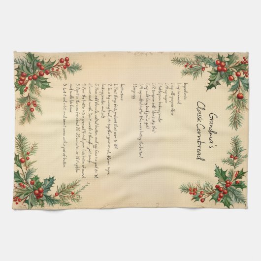 Weihnachtsfeiertag Familienrezept Geschirrtuch (Horizontal)