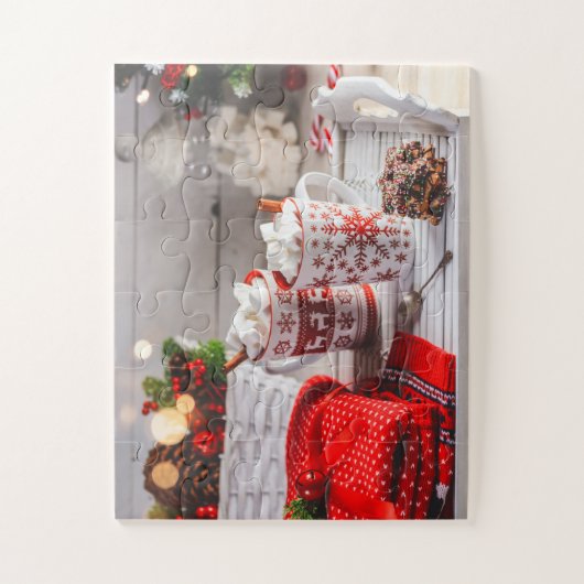 Weihnachtsfeiertag Festliche Hot Chocolate Tasse Puzzle (Vertikal)