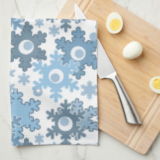 Weihnachtsfeiertag festliche Winterschneeflocken h Geschirrtuch (Viertel Falte)