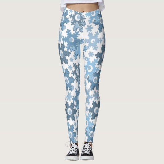 Weihnachtsfeiertag festliche Winterschneeflocken h Leggings (Vorderseite)