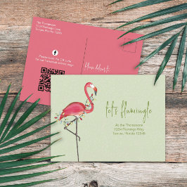 Weihnachtsfeiertag Flamingo QR Code Social Media Postkarte