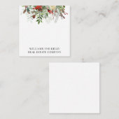 Weihnachtsfeiertag florales Wintergeschenk Mitteilungskarte (Vorne/Hinten)