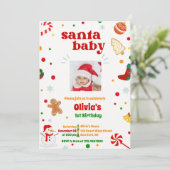 Weihnachtsfeiertag Foto 1. Geburtstag Einladung (Stehend Vorderseite)