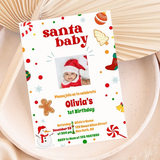 Weihnachtsfeiertag Foto 1. Geburtstag Einladung