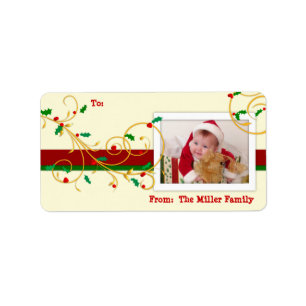 Weihnachtsfeiertag FOTO Geschenk-Umbau-Aufkleber Adressaufkleber