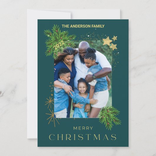 Weihnachtsfeiertag Foto Green Feiertagskarte (Vorderseite)