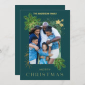 Weihnachtsfeiertag Foto Green Feiertagskarte (Vorne/Hinten)