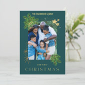 Weihnachtsfeiertag Foto Green Feiertagskarte (Stehend Vorderseite)