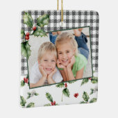 Weihnachtsfeiertag Foto Karierte Wasserfarbe Keramikornament (Rechts)