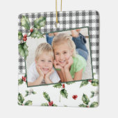 Weihnachtsfeiertag Foto Karierte Wasserfarbe Keramikornament (Links)