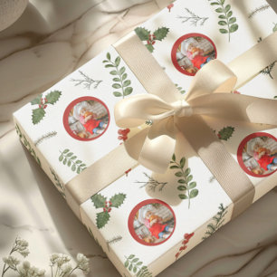 Weihnachtsfeiertag Foto mit Watercolor Grüne Geschenkpapier