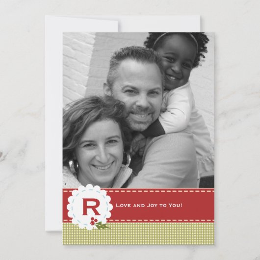 Weihnachtsfeiertag Foto Monogram Feiertagskarte (Vorderseite)