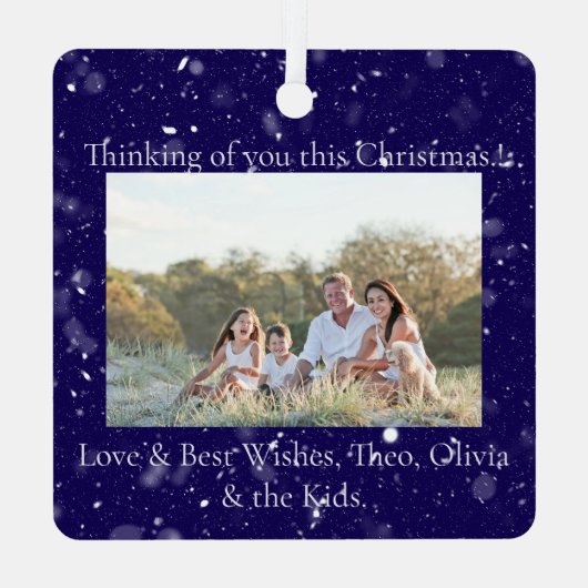 Weihnachtsfeiertag Foto Tree Ornament Aus Metall (Rückseite)