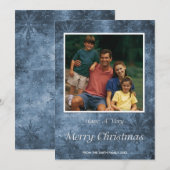 Weihnachtsfeiertag Fotokarte Blaue Schneeflocken Feiertagskarte (Vorne/Hinten)