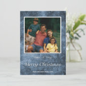 Weihnachtsfeiertag Fotokarte Blaue Schneeflocken Feiertagskarte (Stehend Vorderseite)