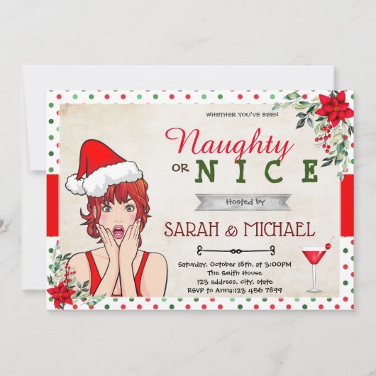 Weihnachtsfeiertag frech oder nette Einladung (Vorderseite)