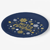 Weihnachtsfeiertag - Frohe Weihnachtsschimmer Blau Pappteller (Schrägansicht)