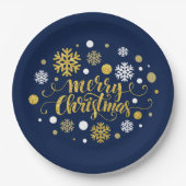 Weihnachtsfeiertag - Frohe Weihnachtsschimmer Blau Pappteller (Vorderseite)