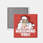 Weihnachtsfeiertag | Funny Santa beobachtet dich Magnet (Vorderseite/Rückseite)