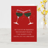Weihnachtsfeiertag für Brother Funny Wine Thema Karte (Gelbe Blume)