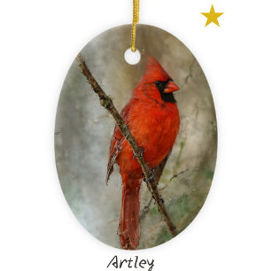 Weihnachtsfeiertag für den Kardinal Bird Painting Keramik Ornament