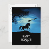 Weihnachtsfeiertag für Pferde und Weihnachtsmann Feiertagspostkarte (Vorne/Hinten)