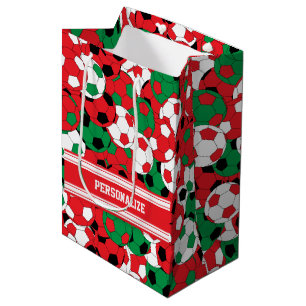 Weihnachtsfeiertag - Fußballball-Collage Mittlere Geschenktüte