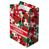 Weihnachtsfeiertag - Fußballball-Collage Mittlere Geschenktüte (Rückseite Schrägansicht)