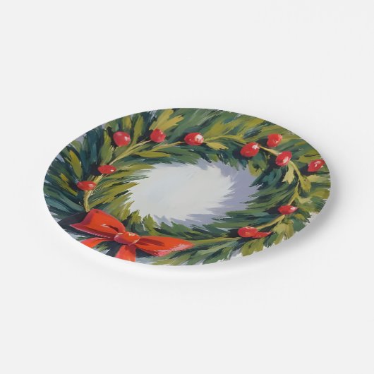 Weihnachtsfeiertag gemalt pappteller (Schrägansicht)