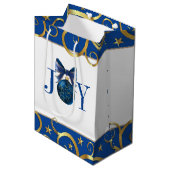 Weihnachtsfeiertag Geschenktasche JOY Ornament Mittlere Geschenktüte (Vorderseite Schrägansicht)